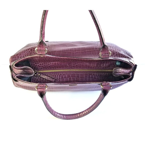 KATE SPADE Purple Stevie Carlsbad Leather Bag Embossed Croc Double Handles Purse - Picture 5 of 13